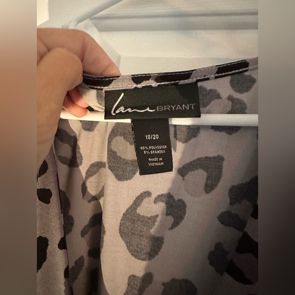 Lane Bryant wrap dress gray and black leopard print - Picture 2 of 3